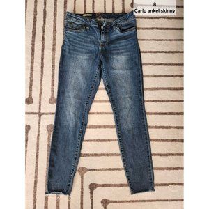 Kut from The Kloth Carlo Ankle Crop Skinny Jeans Dark Wash Distressed Size 8